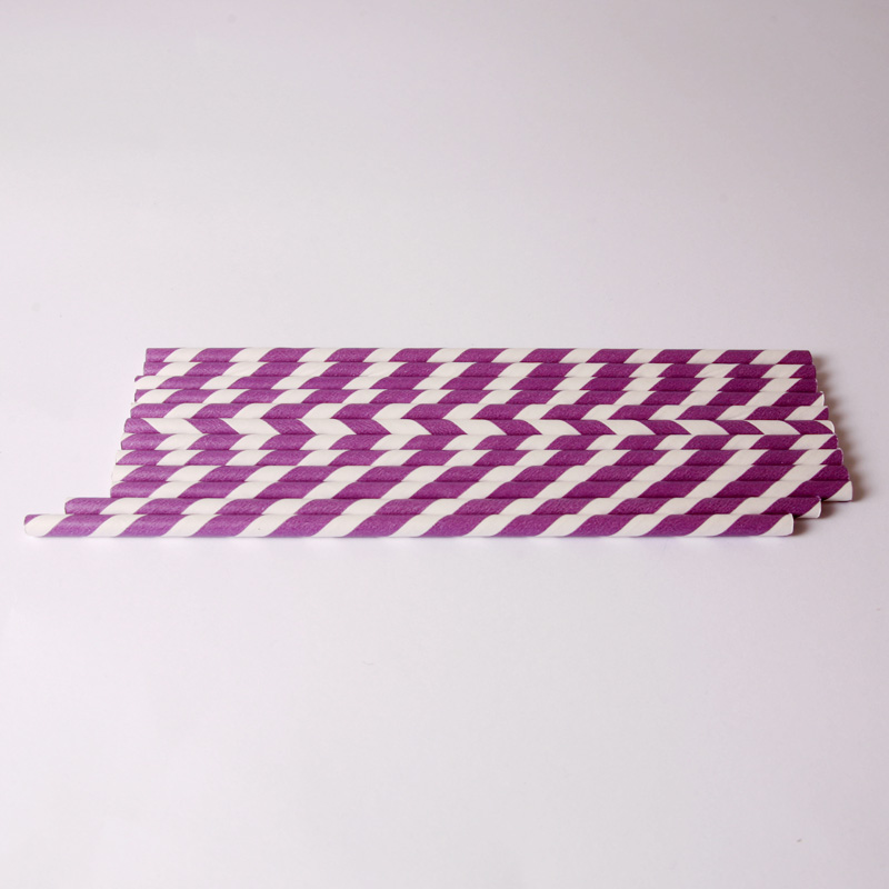24 purple stripe paper straws