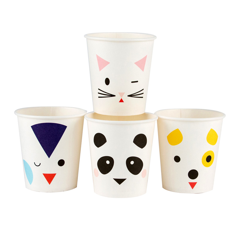 8 animal faces small paper cups