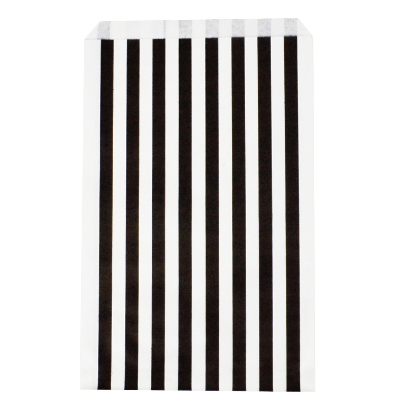 10 black paper striped party bags