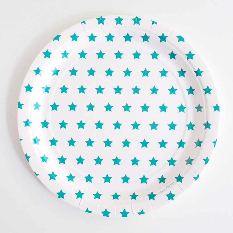 8 turquoise star plates