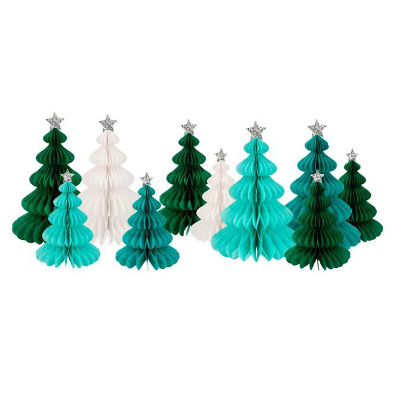 Green Forest Honeycomb Decorations x10