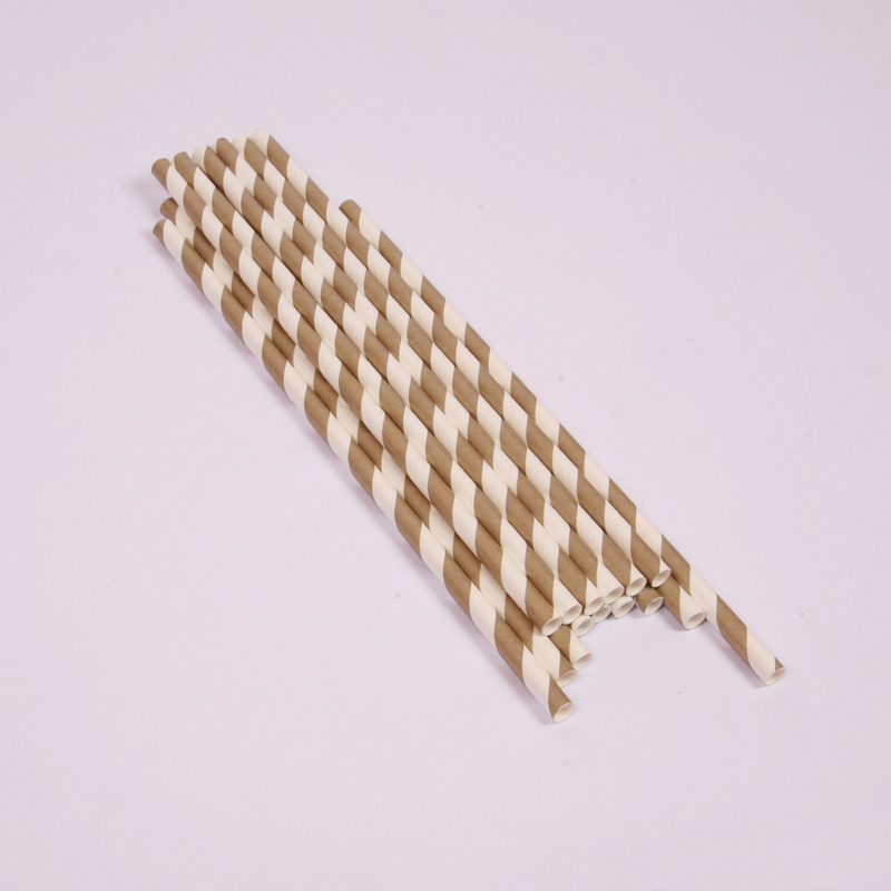 25 gold stripe paper straws