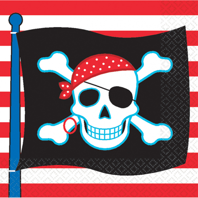 20 pirate flag striped napkins