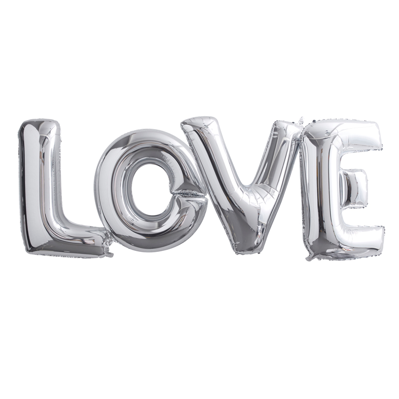 Giant LOVE Foiled Balloons - Silver