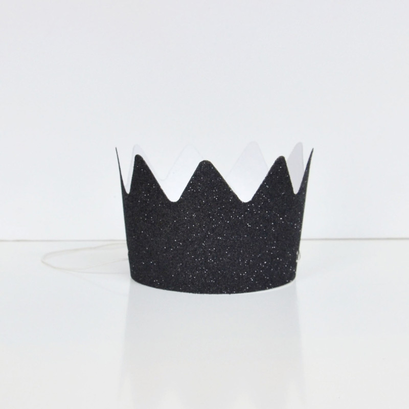 8 black glitter crowns