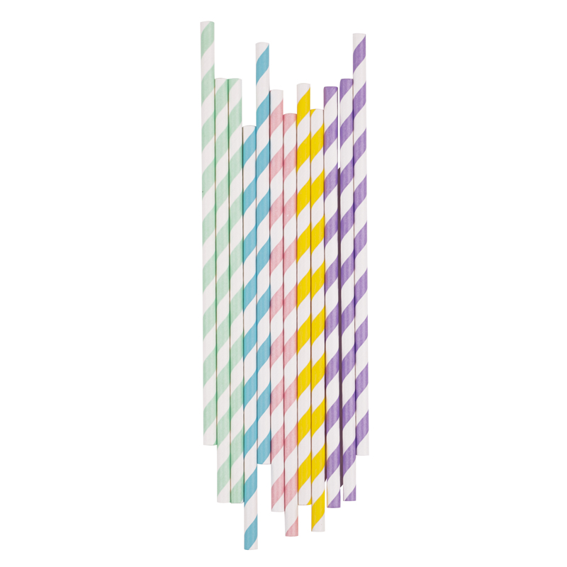 25 mixed pastel paper straws