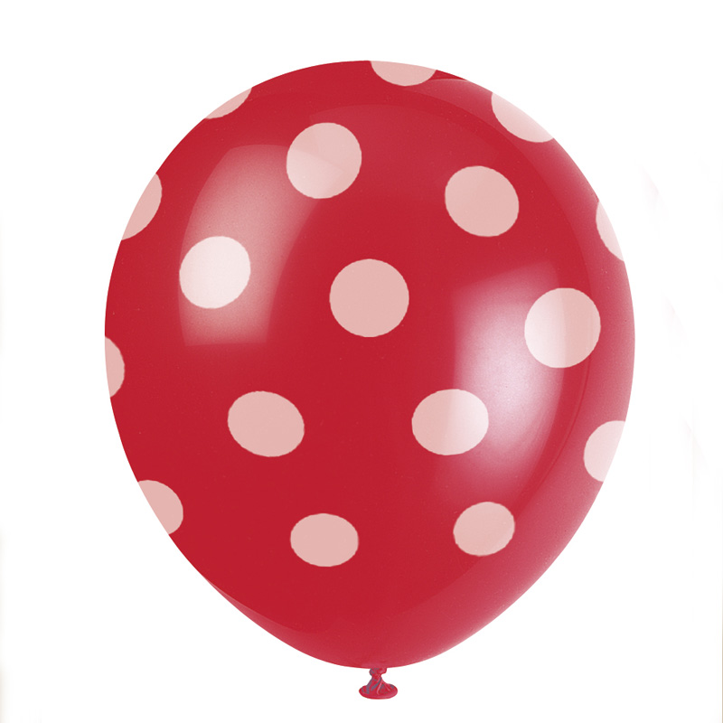 pack of 6 red spotty balloons