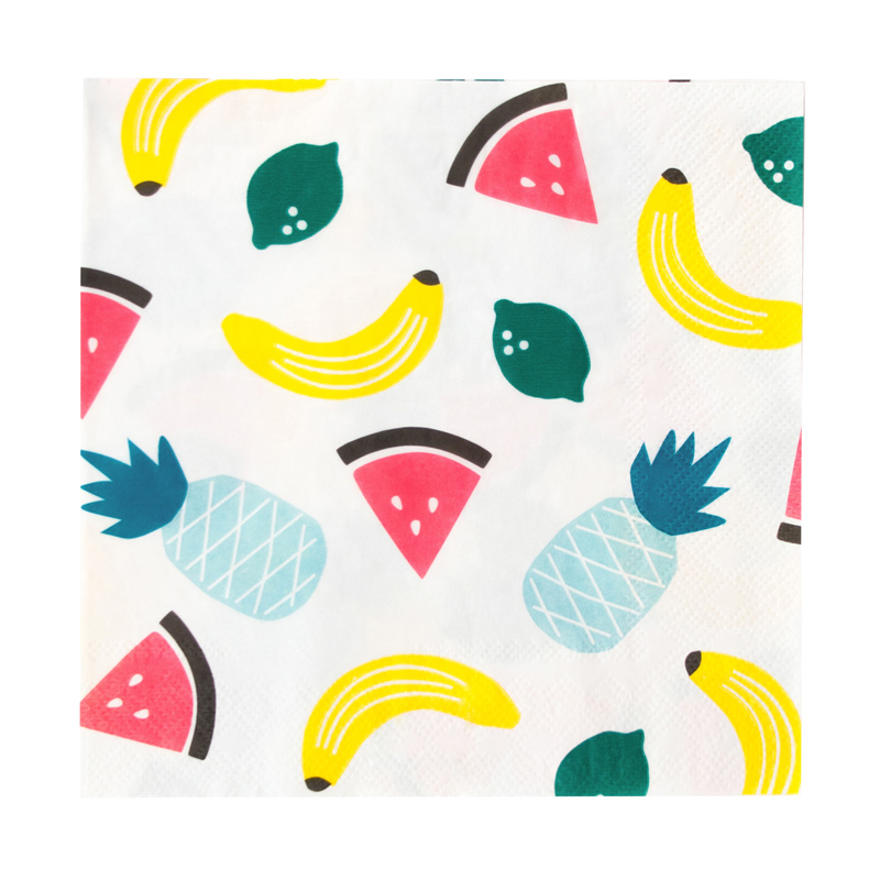 20 tropical fruit paper napkins