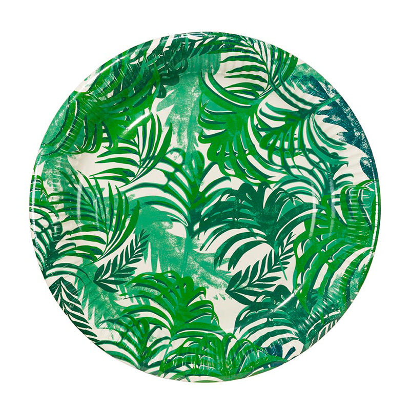 12 tropical leaf paper plates