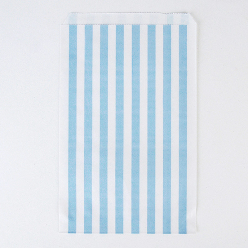 10 blue paper striped party bags