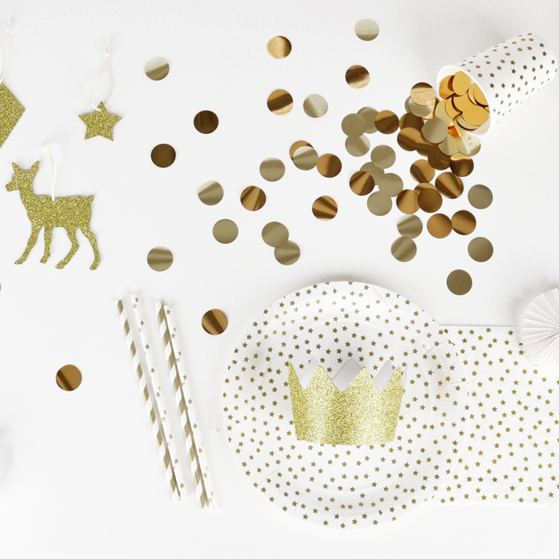 Gold and white stars party kit