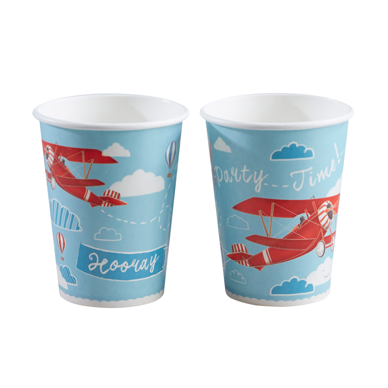 8 Vintage Aeroplane Paper Cups