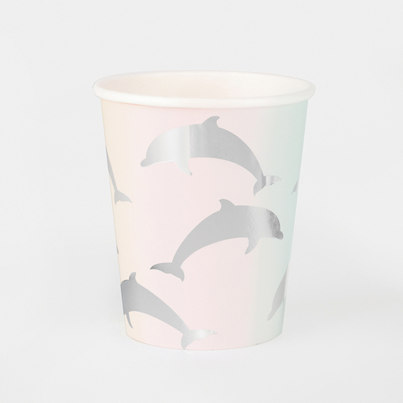 Silver dolphin paper cups