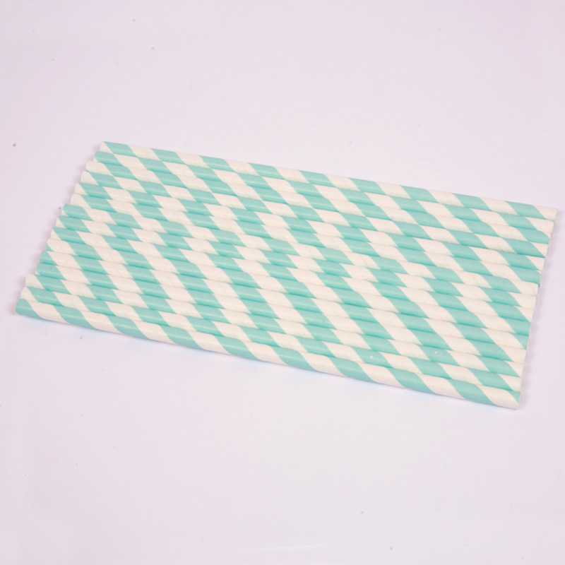 25 baby blue stripe paper straws