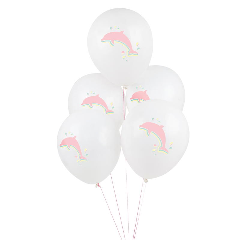 5 dolphin printed balloons