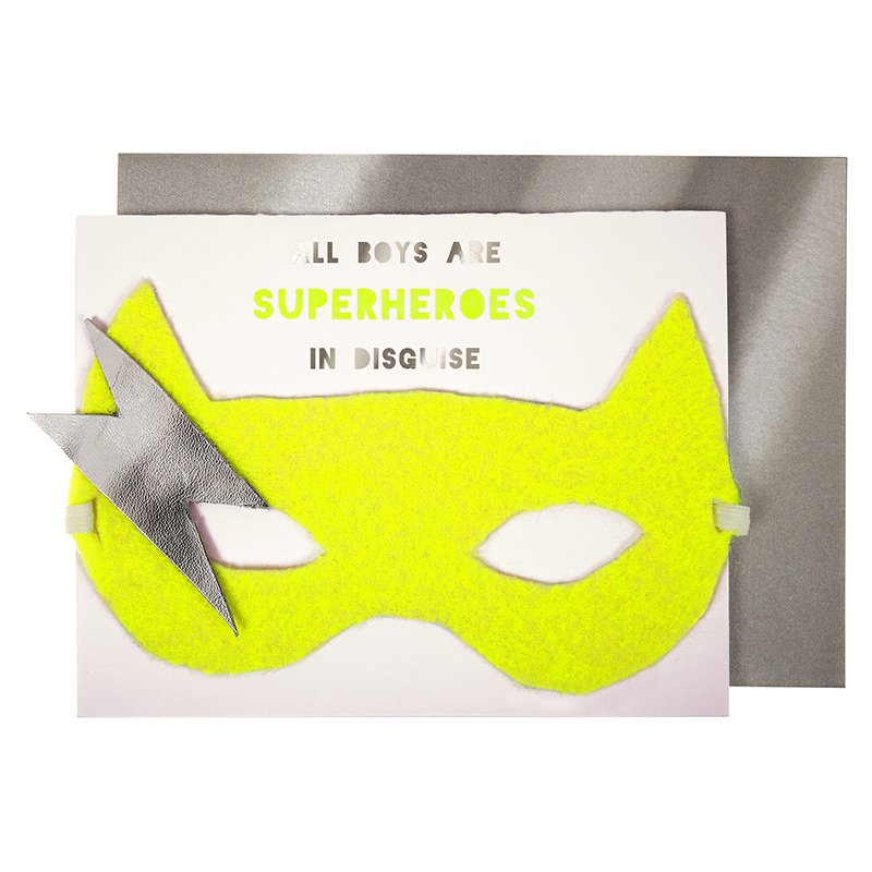 boy superhero mask card