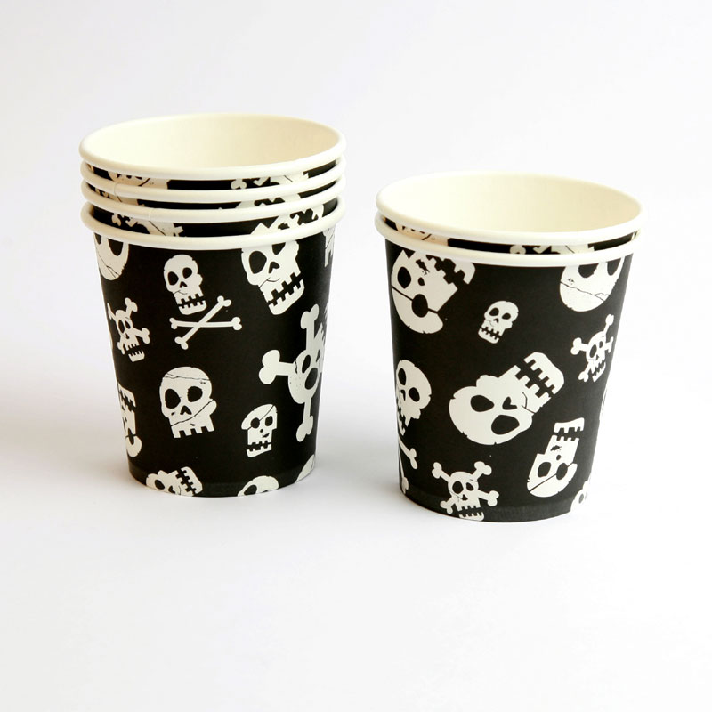 6 skull paper cups