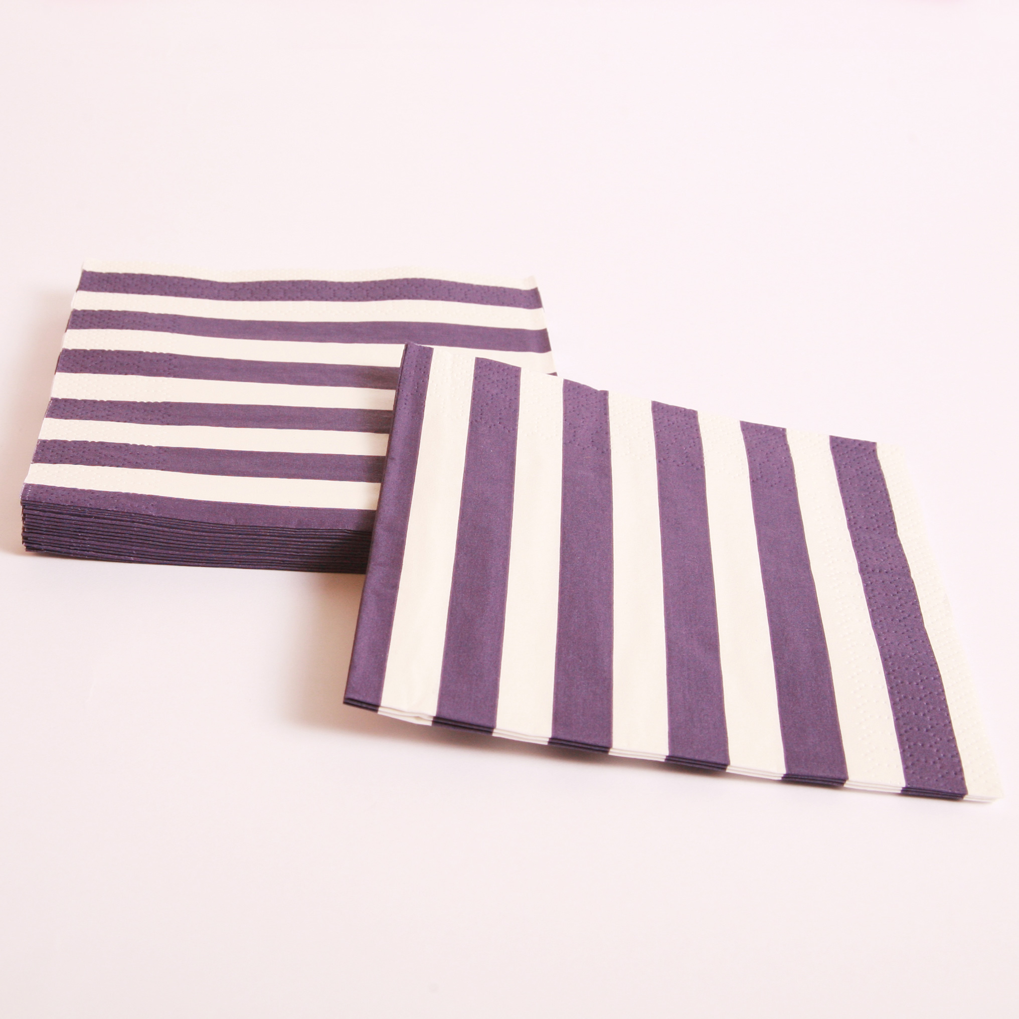 16 purple and white striped napkins
