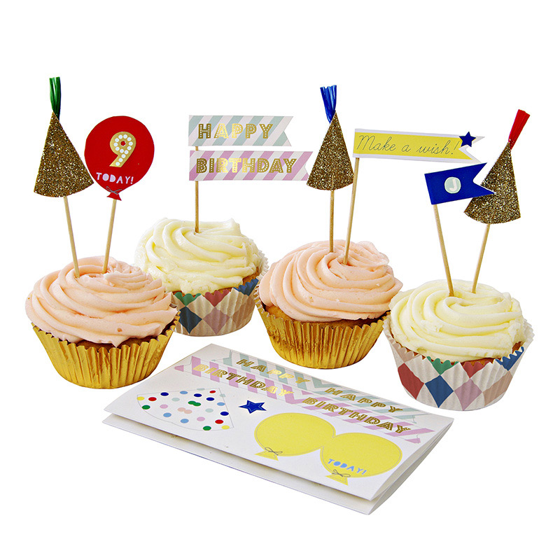 Patterned Birthday Sticker Cupcake Kit