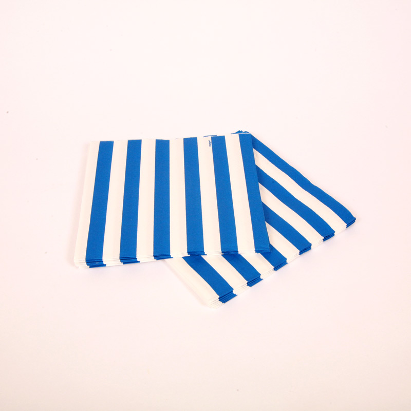 16 blue and white striped napkins