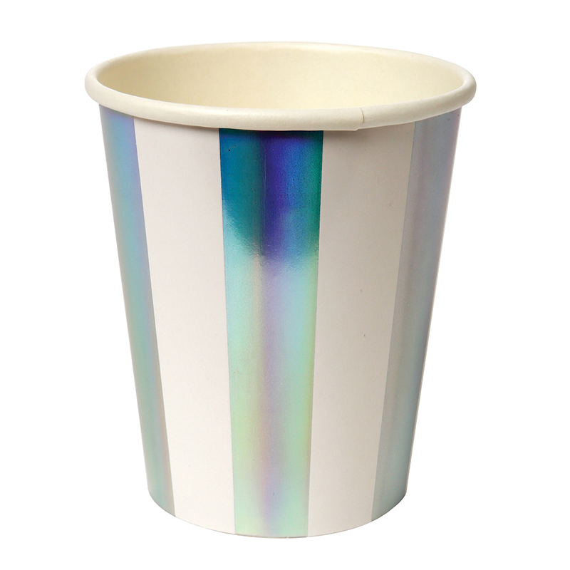 8 Holographic Silver Stripe Party Cups