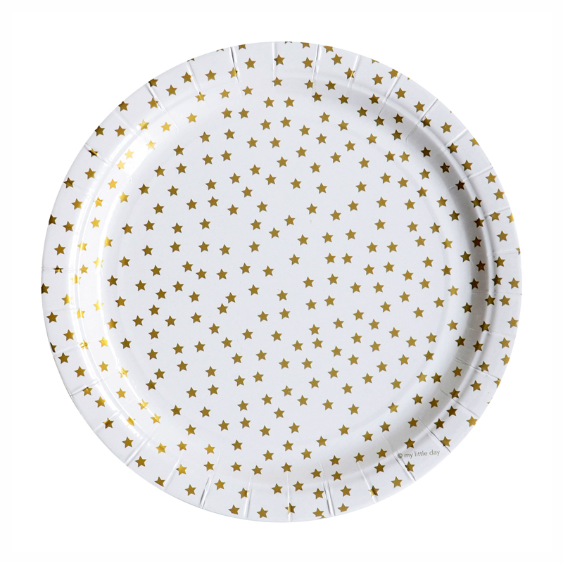 8 gold stars paper plates
