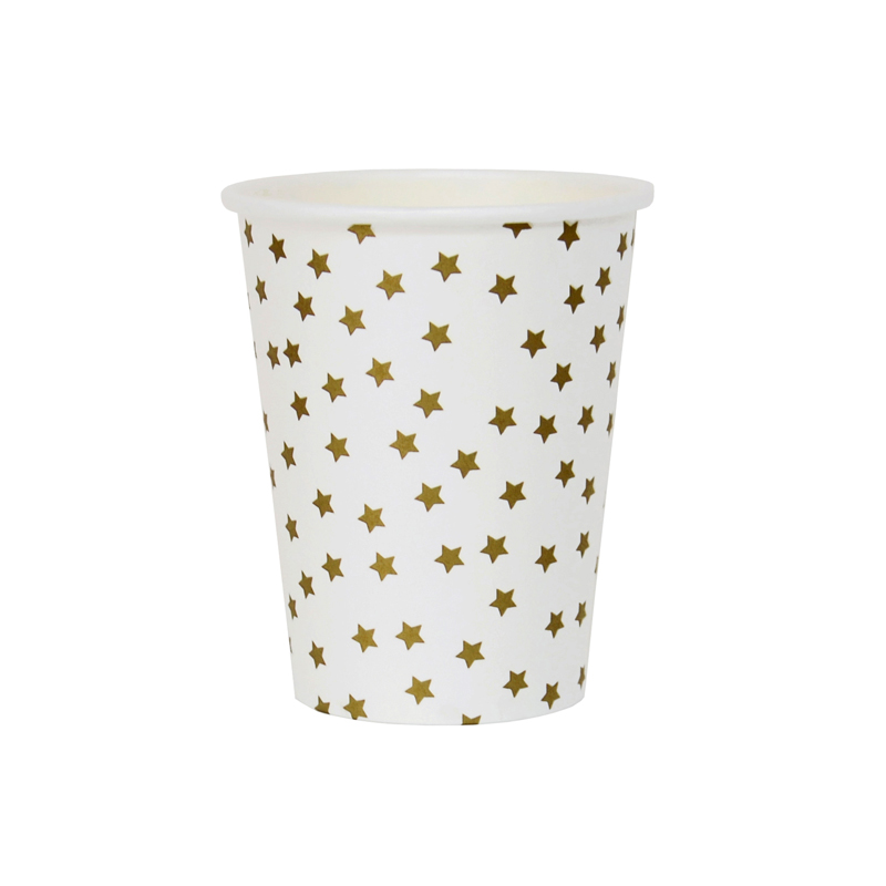 8 gold stars paper cups