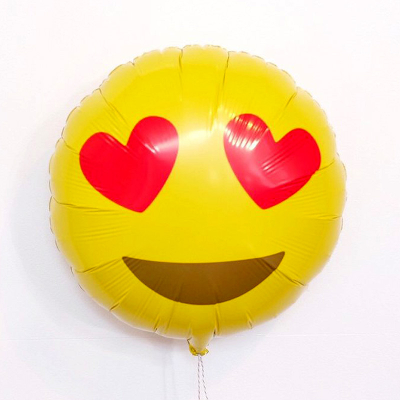 Emoji Heart Eyes Round Foil Balloon