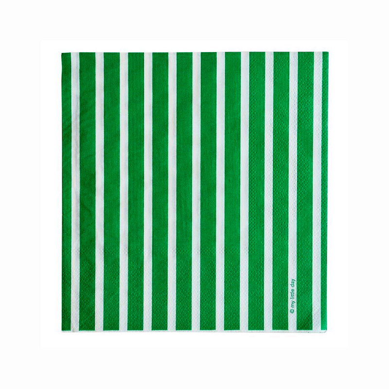 20 green and white striped napkins