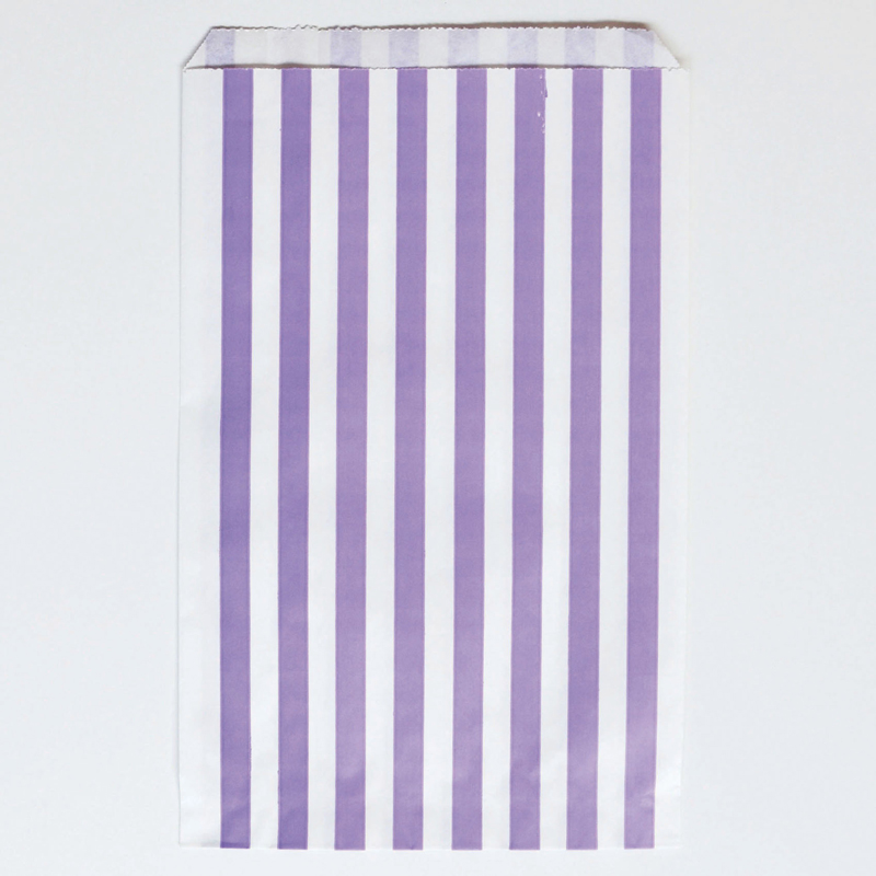10 purple striped paper party bags