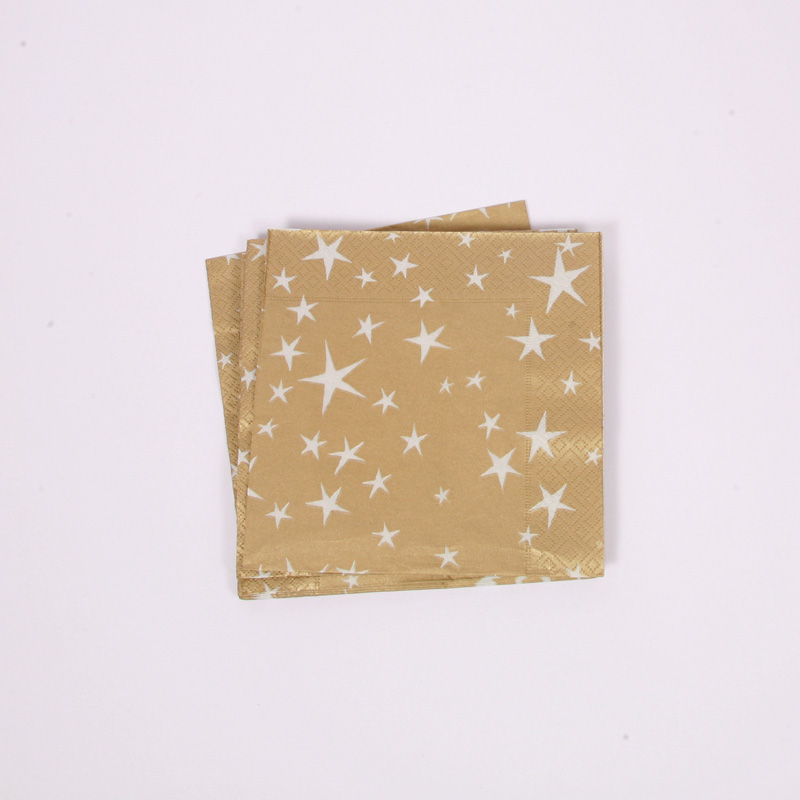 20 gold white stars napkins