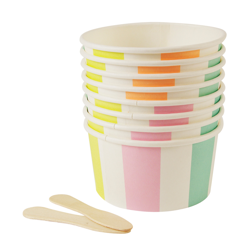 8 pastel Stripes Ice Cream Cups