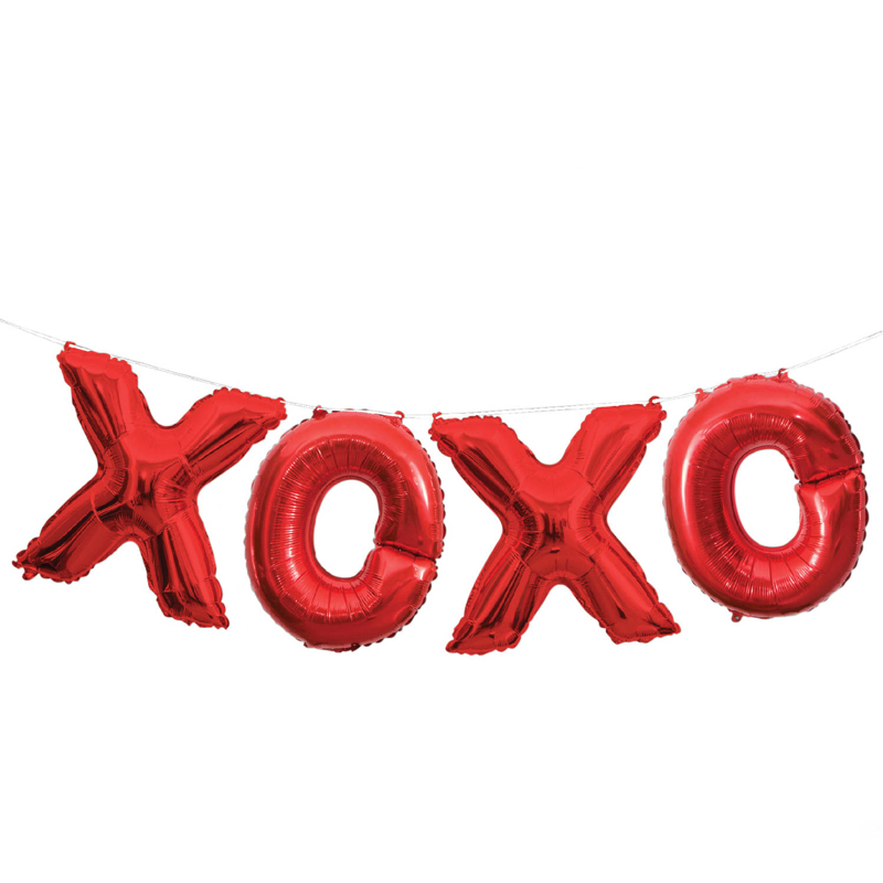 Foil Red XOXO Letter Balloon Banner Kit