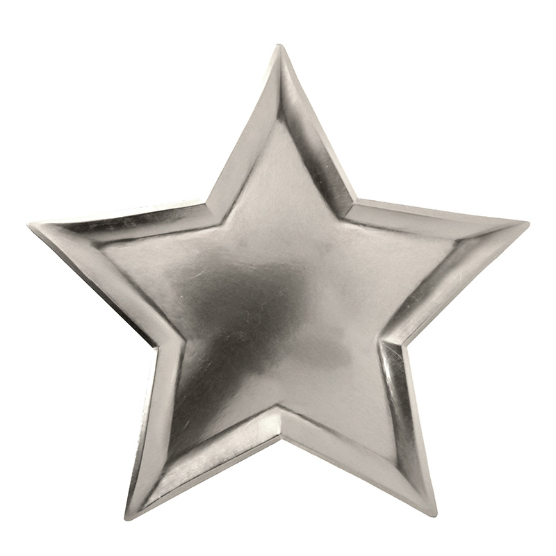 8 Star shaped Silver Foil Plates