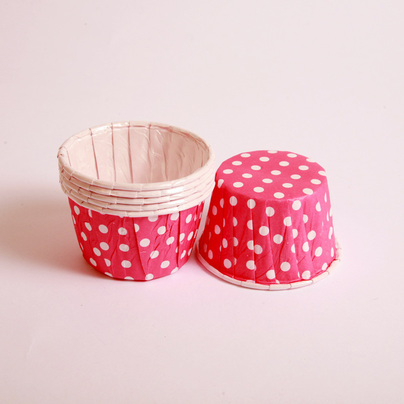 12 pink polka dot candy cups
