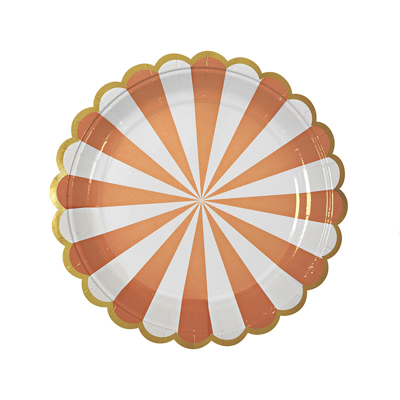 8 orange Striped Plate