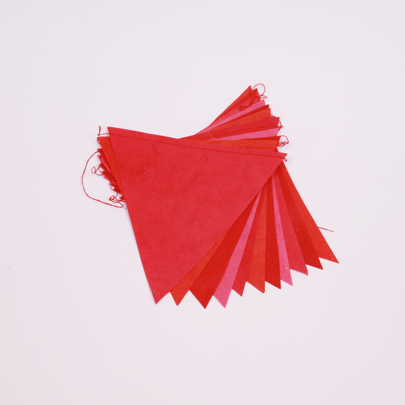 Handmade red paper bunting