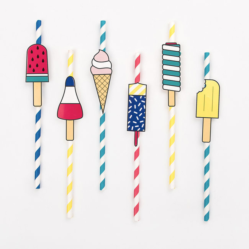 12 paper straws- ice cream