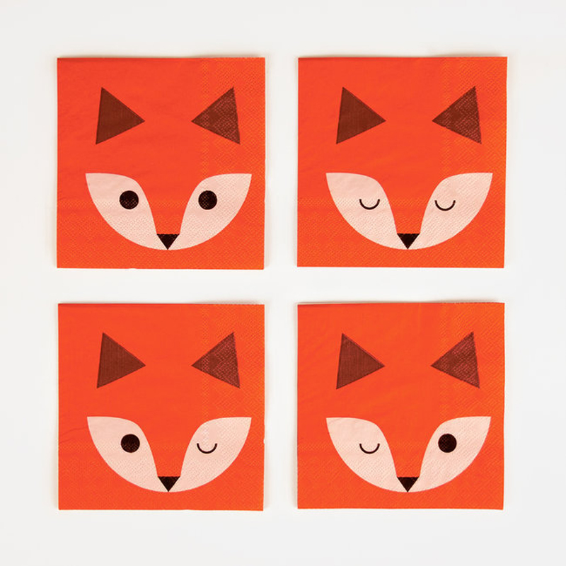 20 paper napkins - mini fox
