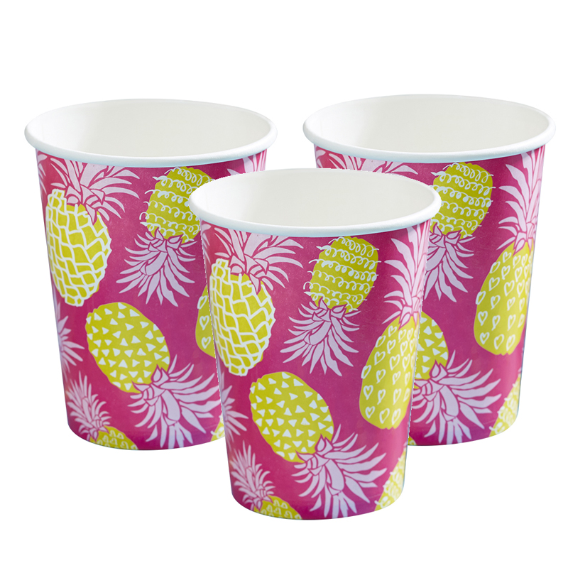 8 Pineapple Hot Pink Paper Cups