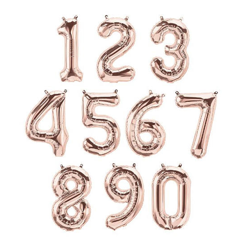 Rose gold number balloons