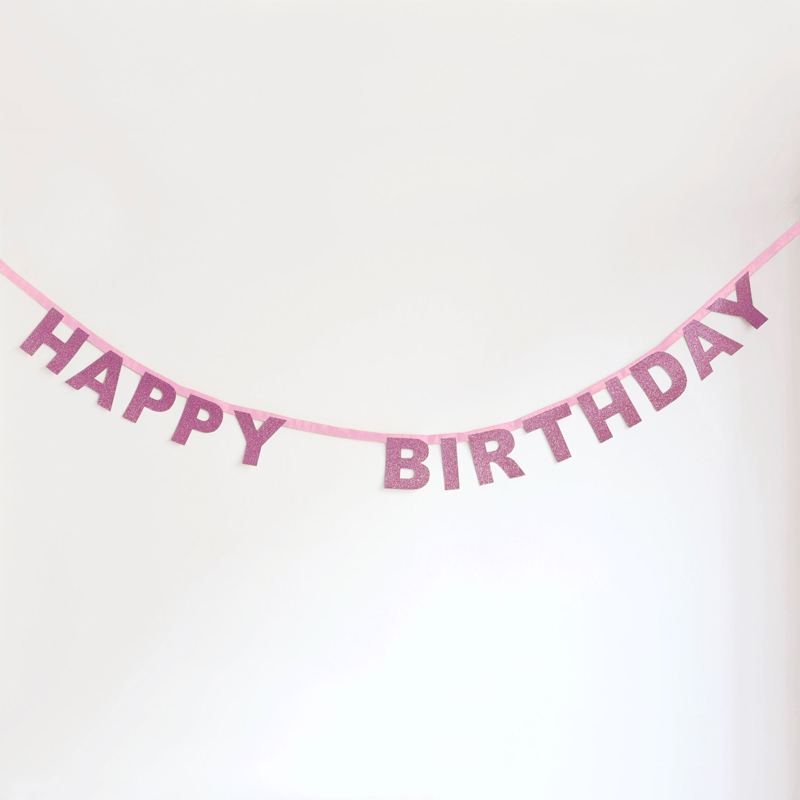 pink glitter Happy Birthday garland