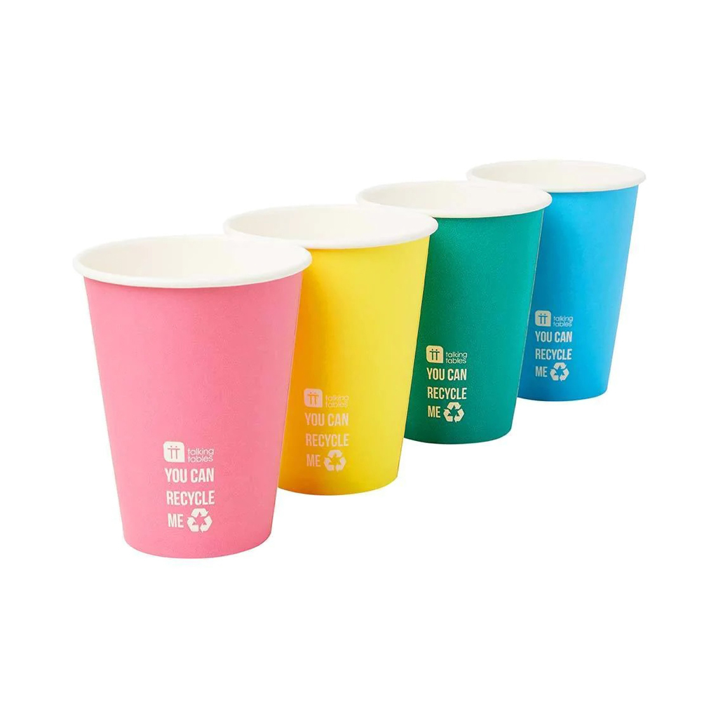 8 paper cups in assorted colours