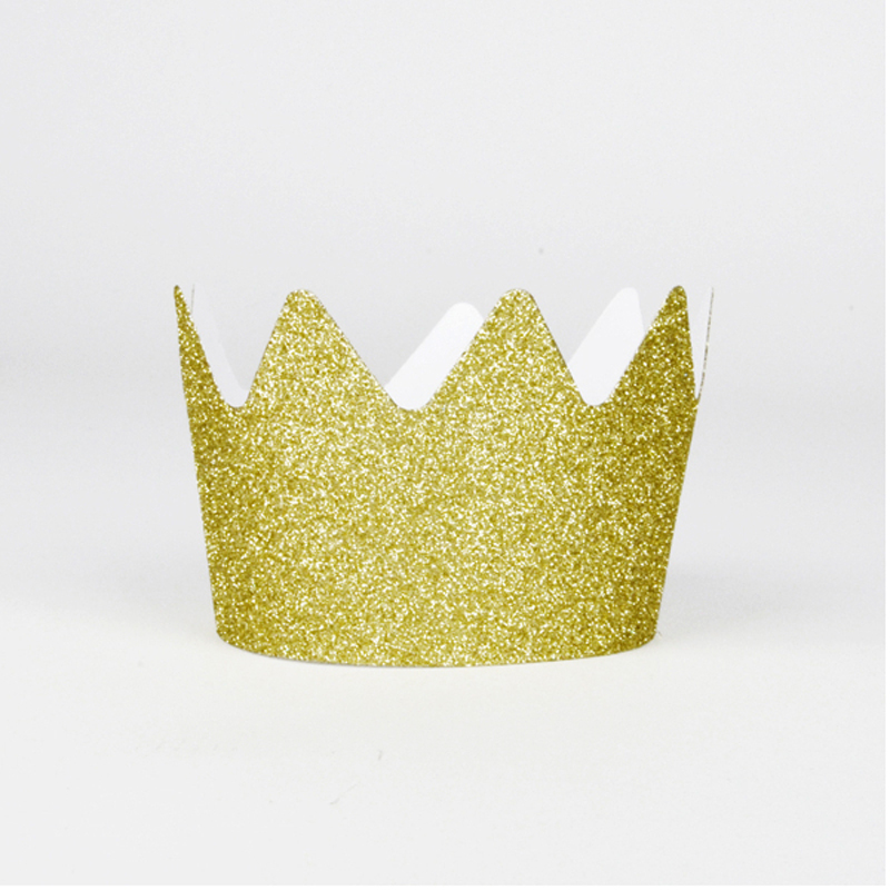 8 gold glitter crowns