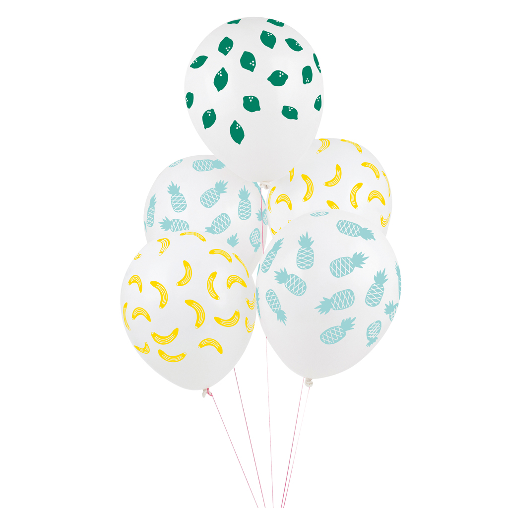 5 fruit printed balloons