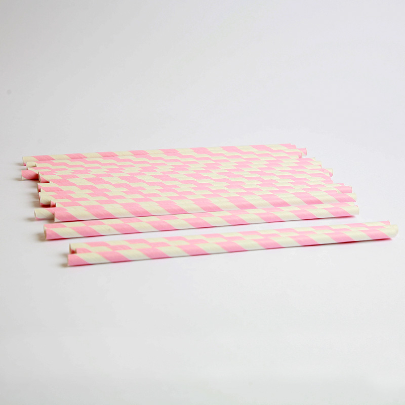 25 pink stripe paper straws