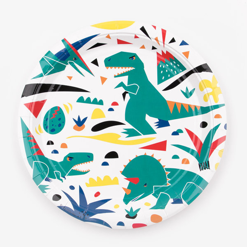 8 PAPER PLATES - DINOSAUR