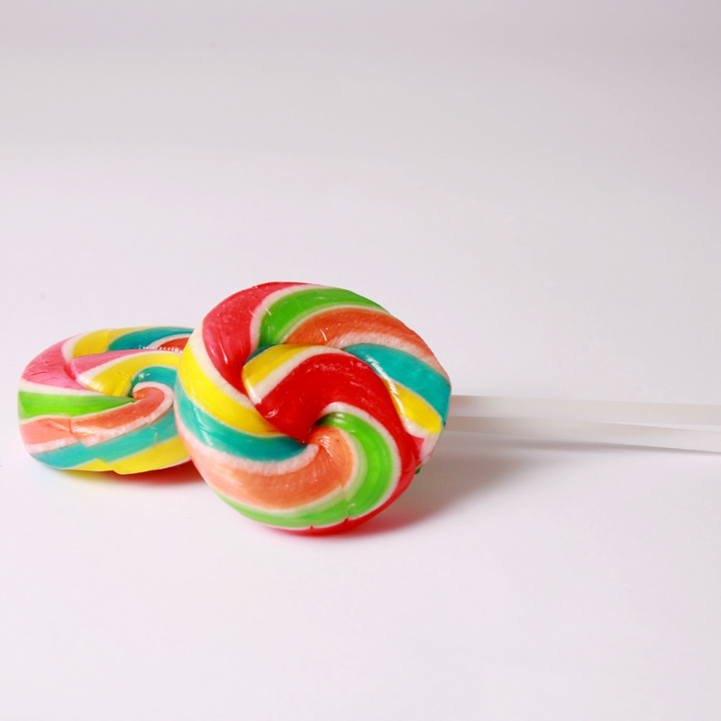 Multicoloured swirl lollipops
