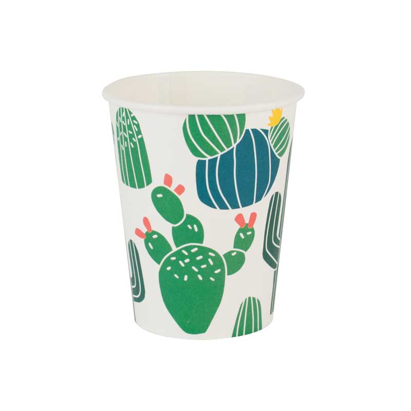 8 green cactus paper cups
