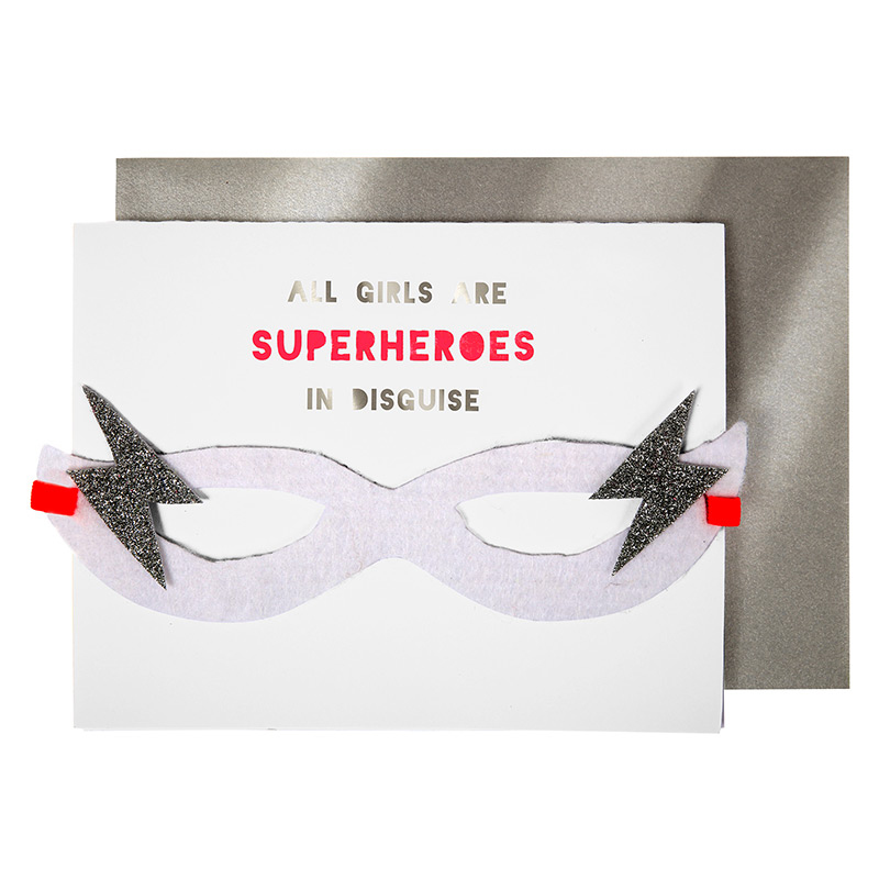 Girl superhero mask card